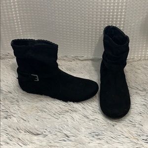 Flat black booties